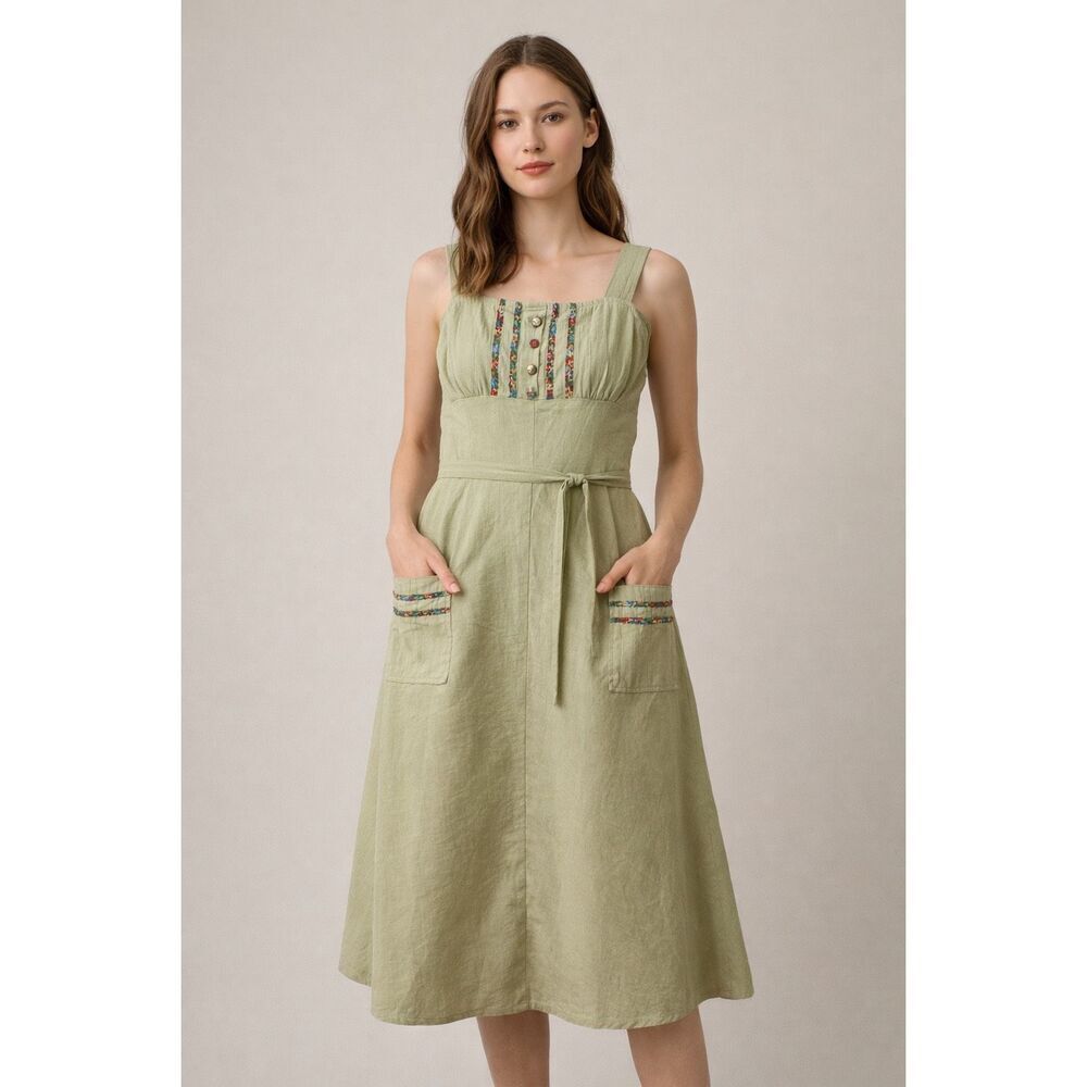 Byer California Sage Embroidered Midi Dress Women’s Medium